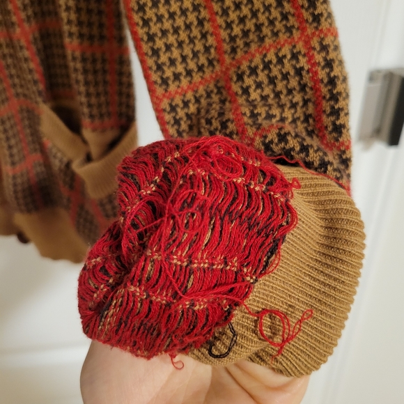 Vintage, brown houndstooth cardigan - Picture 4 of 5
